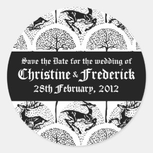 Medieval Deer and Trees, save the date stickers