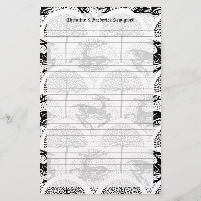 Medieval Deer and Trees, stationery (Front)