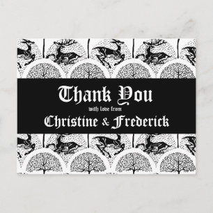 Medieval Deer and Trees, thank you postcard. Postcard