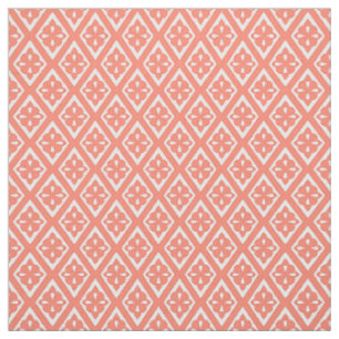 Medieval diamonds - coral pink and white fabric