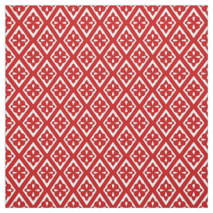 Medieval diamonds - deep red and white fabric