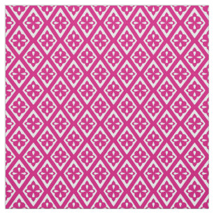 Medieval diamonds - fuchsia pink and white fabric