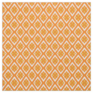 Medieval diamonds - mandarin orange and white fabric