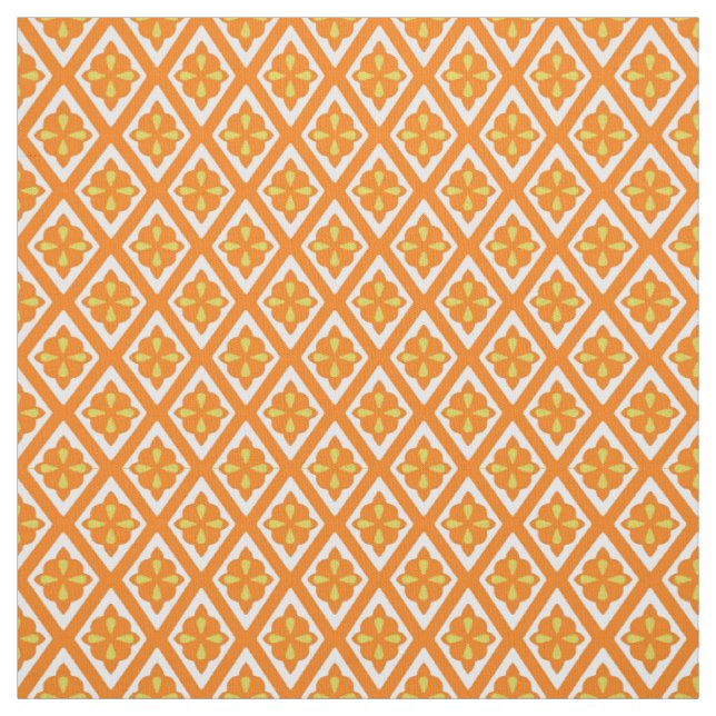 Medieval diamonds - mandarin orange and white fabric (Swatch)