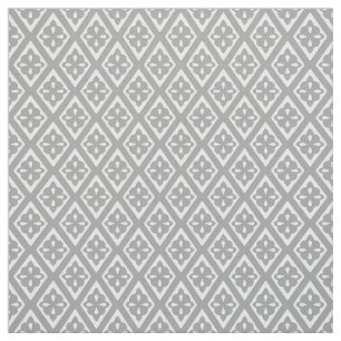 Medieval diamonds - silver grey and white fabric