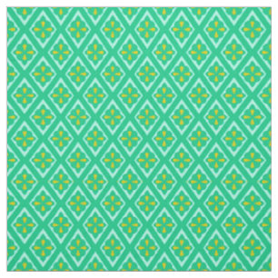 Medieval diamonds - teal green and aqua fabric