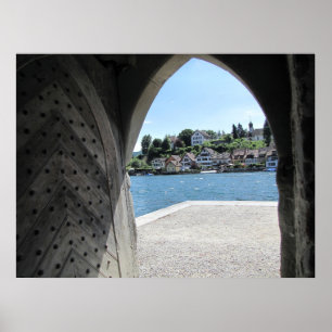 Medieval door to the river poster