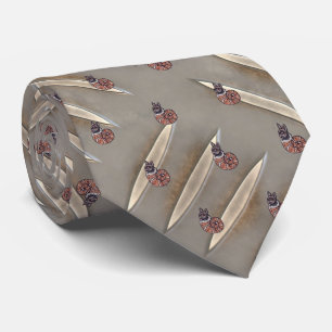 Medieval Dot Cats Ivory Taupe Tie