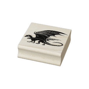 medieval dragon art stamp
