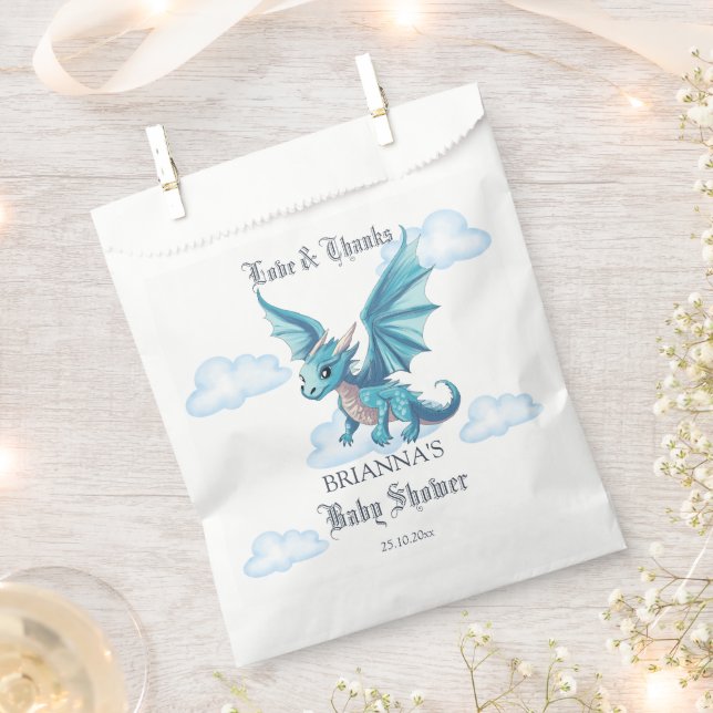 Medieval dragon baby shower favours personalized favour bag (Clipped)