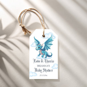 Medieval dragon baby shower thank you favour gift tags
