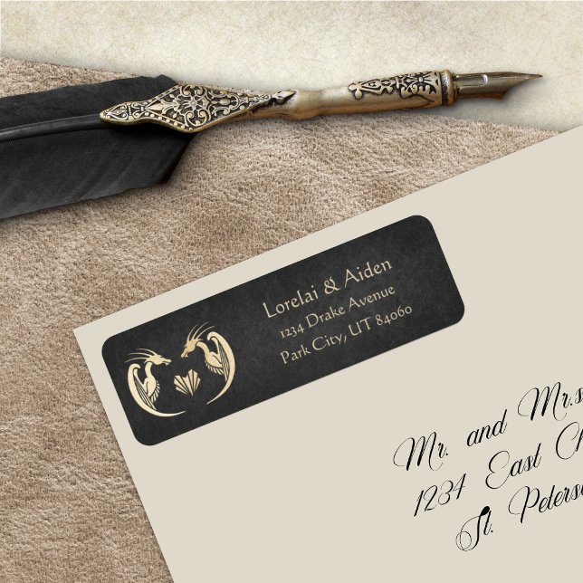 Medieval Dragon Black Fantasy Parchment Wedding (Creator Uploaded)