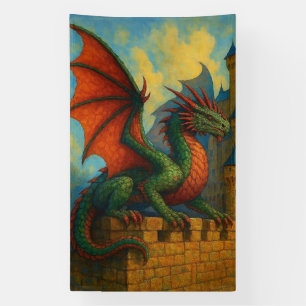 Medieval Dragon Castle Protector Banner