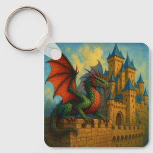 Medieval Dragon Castle Protector Keychain