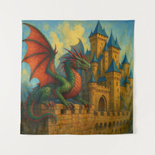 Medieval Dragon Castle Protector Tapestry