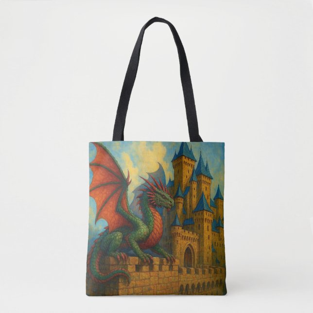Medieval Dragon Castle Protector Tote Bag (Front)