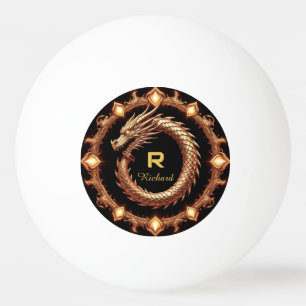 🐉 Medieval Dragon Crest Name Ring Frame Emblem 🐉 Ping Pong Ball