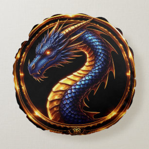 ✨ Medieval Dragon Gemstone Emblem ✨ Round Pillow