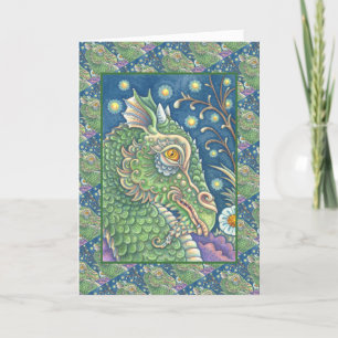 MEDIEVAL DRAGON HEAD PORTRAIT, WHIMSICAL FANTASY CARD