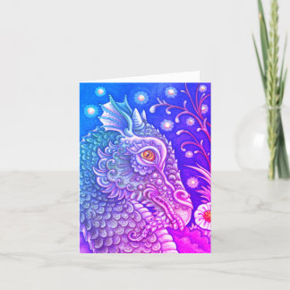 MEDIEVAL DRAGON HEAD PORTRAIT, WHIMSICAL FANTASY NOTE CARD