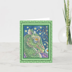 MEDIEVAL DRAGON HEAD PORTRAIT, WHIMSICAL FANTASY NOTE CARD