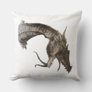 Medieval Dragon Head Throw Pillow