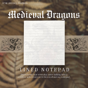 Medieval Dragon Junk-Journal Inspired Lined Notepad
