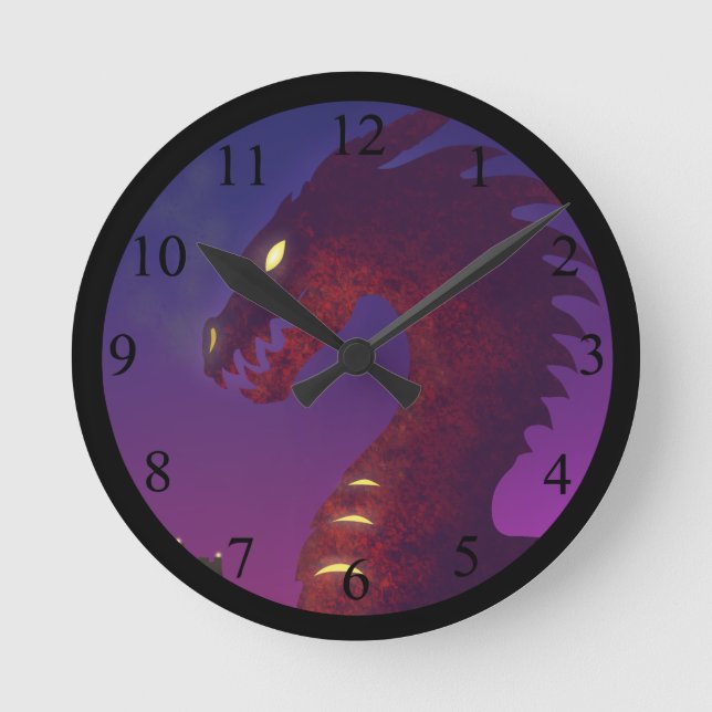 Medieval Dragon Round Clock (Front)