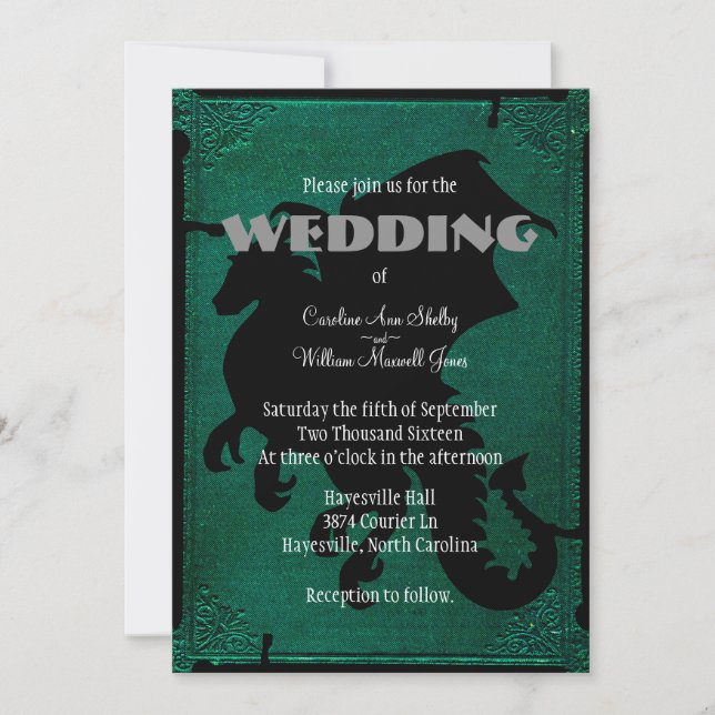 Medieval Dragon Sword Vintage Wedding Invitation (Front)