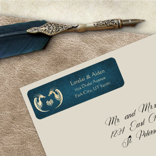 Medieval Dragon Teal Fantasy Parchment Address