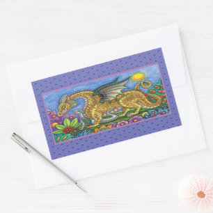 MEDIEVAL DRAGON & YOUNG, COLORFUL FOLK ART GARDEN STICKER