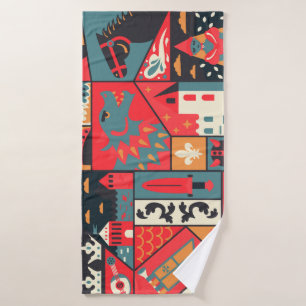 Medieval Elegance: Seamless Pattern Design Bath Towel