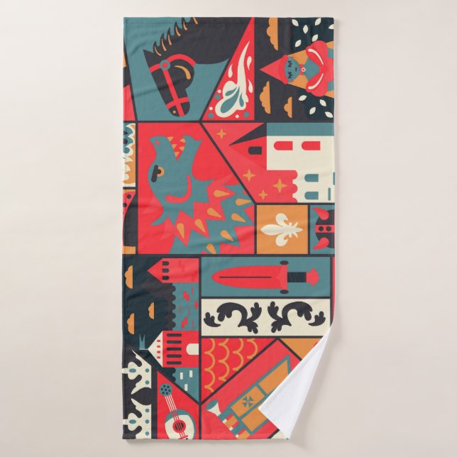 Medieval Elegance: Seamless Pattern Design Bath Towel (Bath Towel)