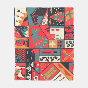 Medieval Elegance: Seamless Pattern Design Fleece Blanket