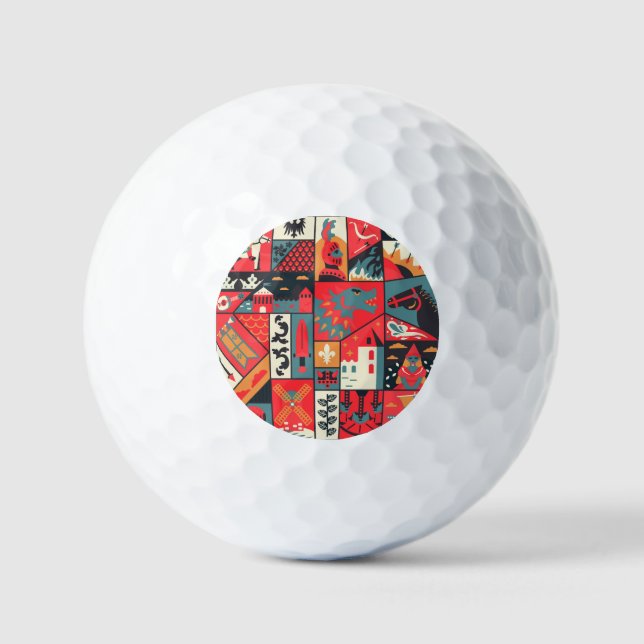 Medieval Elegance: Seamless Pattern Design Golf Balls (Front)