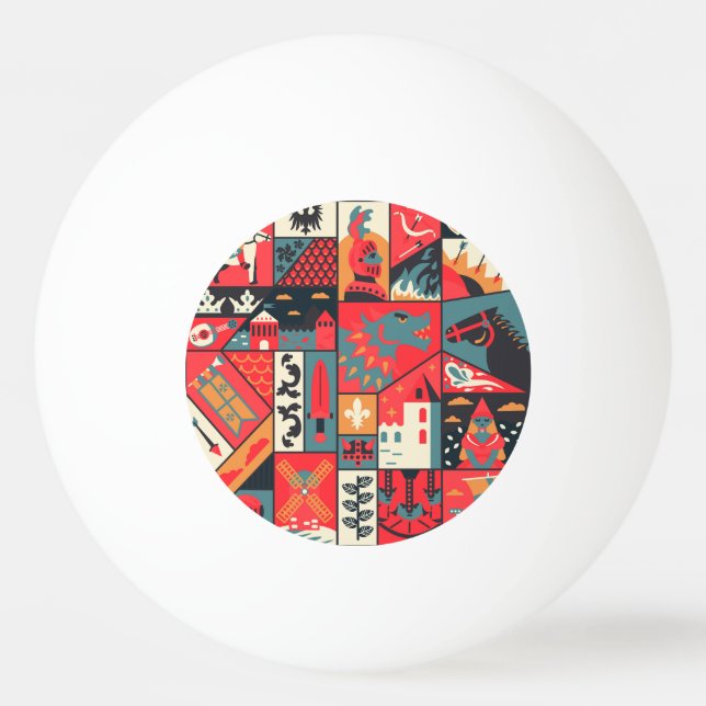 Medieval Elegance: Seamless Pattern Design Ping Pong Ball (Front)