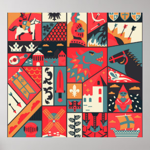 Medieval Elegance: Seamless Pattern Design Poster