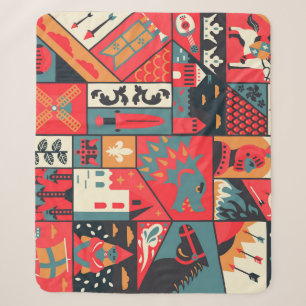 Medieval Elegance: Seamless Pattern Design Sherpa Blanket