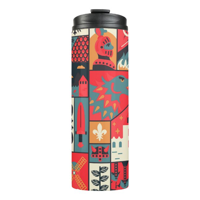 Medieval Elegance: Seamless Pattern Design Thermal Tumbler (Front)