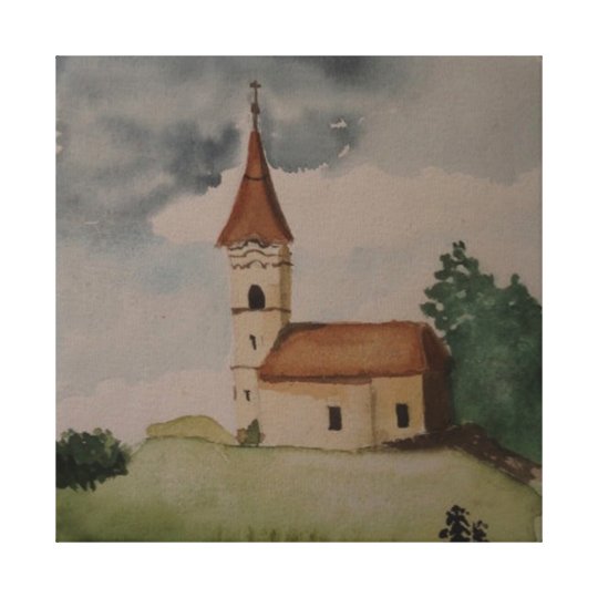 Medieval English Church Watercolour Canvas Print
