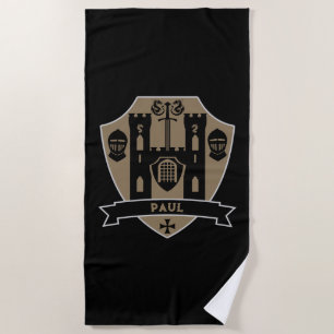 Medieval English Knight Dragon Beach Towel