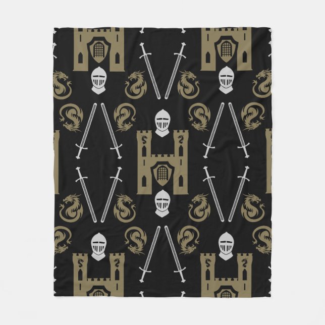 Medieval English Knight Dragon Fleece Blanket (Front)