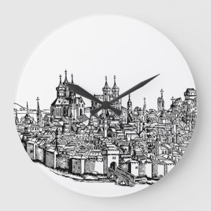 Medieval Erfurt Premium Chronicle of Thuringia Art Large Clock