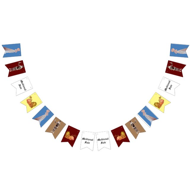 Medieval Fair Knights and Ladies Bunting Flags (All)