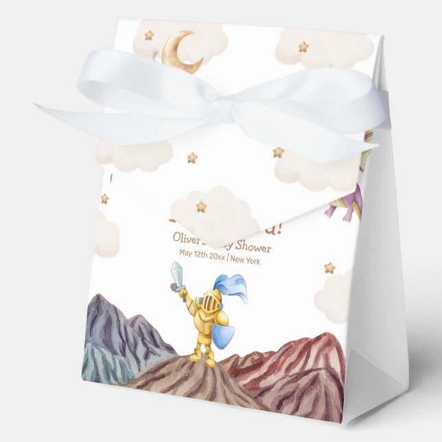 Medieval Fairytale Dragon Boy Baby Shower  Favor Box (Front)
