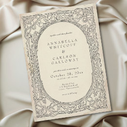 Medieval Fantasy Black Vintage Etching Wedding Invitation
