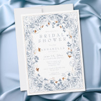Medieval Fantasy Blue Gold Etching Bridal Shower