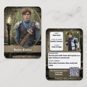 Medieval Fantasy Cosplay Coscards QR Code Business Card