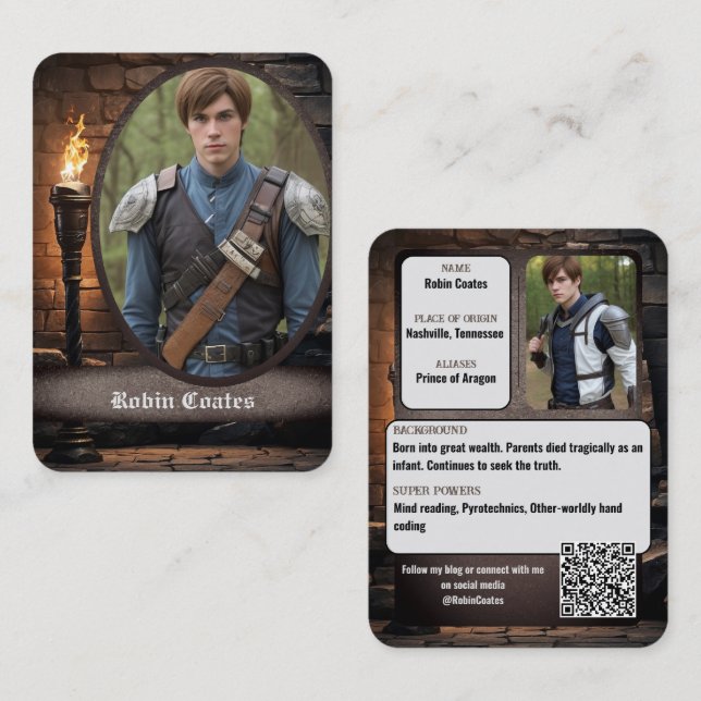 Medieval Fantasy Cosplay Coscards | QR Code Business Card (Front/Back)