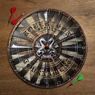 Medieval Fantasy Gamer Family Name Text Dartboard